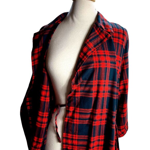Vtg. Bard's Women’s M L Wool blend bath robe red plaid - Picture 3 of 13